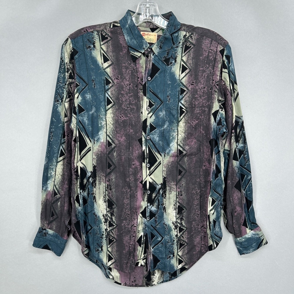 Vintage 70s Gitman Bros Shirt Mens M RAyon Aztec Soutwestern Button Up Made USA